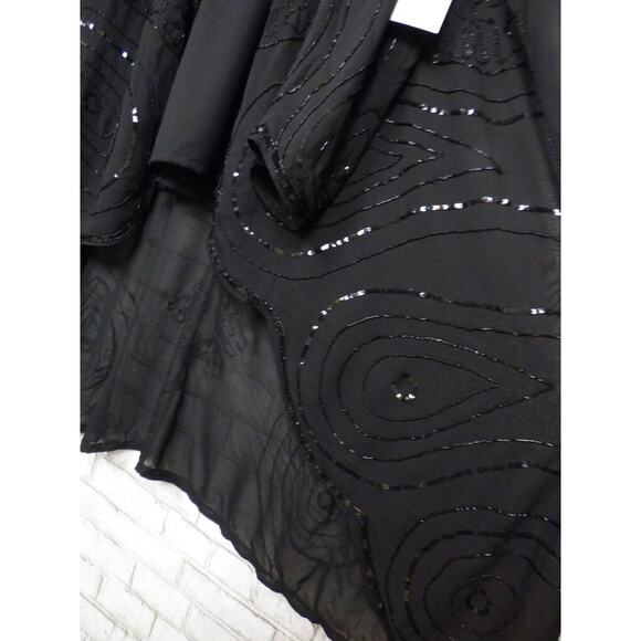$229 Roaman's Black Beaded Chiffon 3 Piece Jacket Tank Pant Set 34W NEW - Picture 10 of 16
